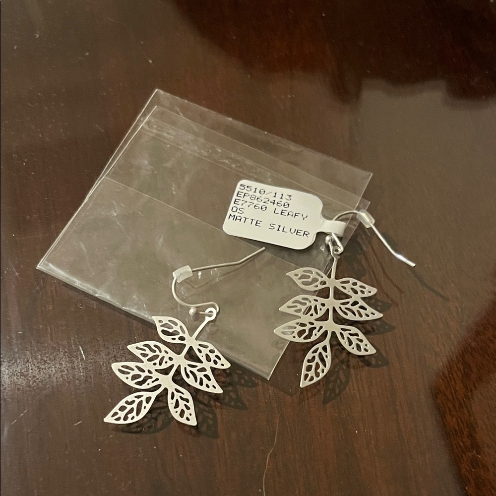 Matte Silver Leafy Earrings